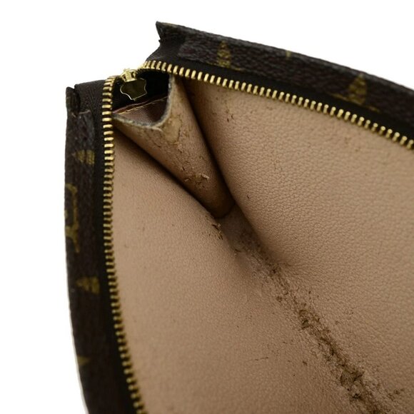 LOUIS VUITTON Logo BUCKET PM Pouch Bag Monogram Leather Brown France 60EE074 - Picture 6 of 13